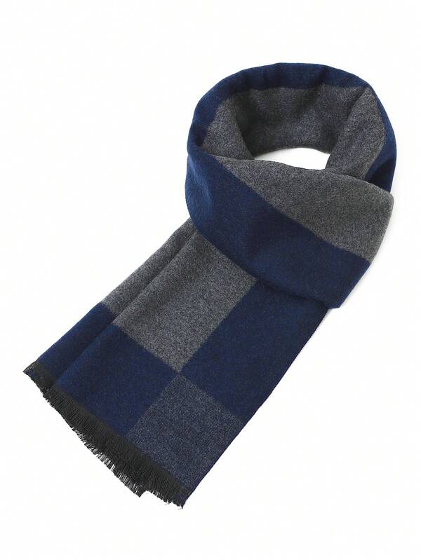 1pc Classic Plaid Scarf, Luxury Business Scarf For Men And Women, Versatile Shawl, 180*30CM, Suitable For Business, Fashionable Tassel Scarf