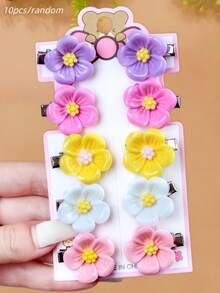 5/10pcs/Set Cute 3D Flower Hair Clips - Suitable For Girls And Women, From Dreamy Light Purple To Vibrant Bright Yellow, Each Flower Looks Lifelike, With Delicate Petal Texture And Bright Stamen Design, Elegant And Adorable. Suitable For Daily School, Events, Weekends, Birthday Parties, Etc. Whether Tied In A Playful Ponytail Or Braided Into An Elegant Braid, A Simple Clip Can Add Natural, Lively Beauty To Your Hairstyle
