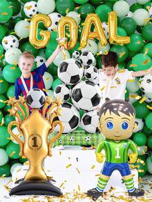 1pc Football Birthday Party Balloon Set, Includes Soccer Goalkeeper, Oversized Standing Soccer Trophy, Standing Soccer Balloon Pile, Suitable For Soccer Sports Theme Party, Soccer Match, Birthday Party Decor, World Cup Decor, Football Birthday Party Supplies - Multicolor - View 2