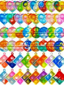 24/48pcs Random Colors And Random Styles Pop Fidget Keychain - Mini Fidget Toys Bulk Party Favors For Kids - Boys Girls Push Pops Bulk Toys - Its Small Prizes For Kids Classroom Birthday Party Favors Bubble Poppers