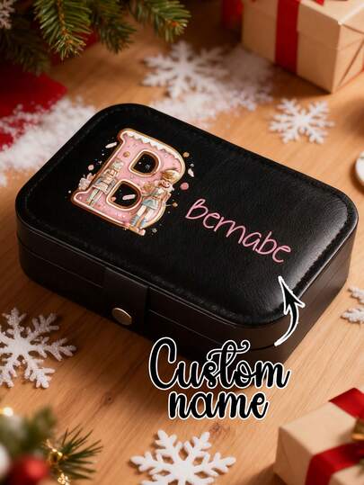 1pc Personalized Customized Name Jewelry Box, Personalized Jewelry Box, Zipper Jewelry Box For Rings And Necklaces, Gifts For Girls, Friends And Mothers, Exquisite Jewelry Box, Birthday Gifts, Valentine's Day Gifts, Holiday Gifts, Blessing Gifts, Christmas Gifts