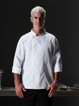 长袖厨师制服，白色，耐用，可水洗，抗起球，亲肤面料，不褪色，适用于酒店、餐厅、面包店、咖啡馆、厨房、食堂，男女通用设计