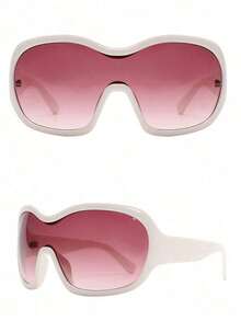 1pc Oversized Wraparound Face Mask, Personalized Outdoor Sunscreen Y2K Full Frame Fashion Fashion Glasses Y2K Fest Music Fest For Summer Beach Vacation, Outdoor, Travel - Orange - View 4