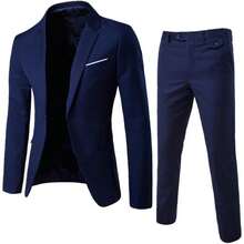 2025 New High-End Leisure Business Suit Suit Slim-Fit Men'S Formal Attire Groomsmen Buy Formal Occasions And Other Two-Piece Suits. - 藏蓝色 - 查看 1