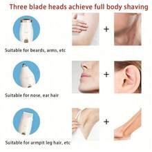 3-In-1 Electric Shaver, Suitable For Women, Wet & Dry Use, For Eyebrows, Face, Legs, Underarms, Portable Bikini Trimmer - Rechargeable Cordless Design, Gentle Shaving - View 10