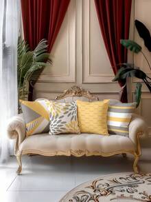 Họa tiết hình học cổ điển Y2K, Nhiều kích cỡ, Cảm giác mềm mại như nhung, Trang trí nhà sang trọng, Khóa kéo ẩn, Vỏ đệm, Thích hợp cho phòng khách, phòng ngủ, xe hơi, văn phòng, 4 chiếc (Không bao gồm ruột gối) - Màu Khaki - Xem 3