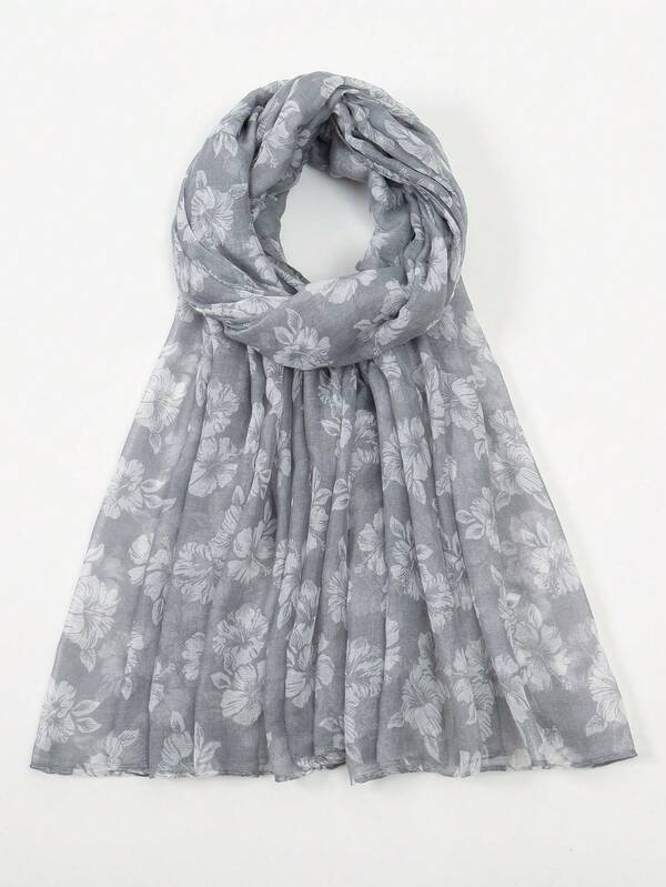 1pc Floral Print Casual Cute Party Polyester Scarf, All Season