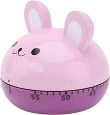 1Pz Súper lindo Animal Temporizador De Conejo Color Rosa con Morado Mecánico Reloj Despertador Manual Para Cocinar Hornear - Rosa - Ver 4