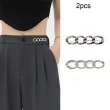 Strângetor de cataramă curea cu lanț din denim, curea metalică reglabilă pentru blugi lejeri, cleme cu nasturi cu fixare instantanee pentru îmbrăcăminte și rochii pentru femei, cleme reutilizabile din denim - Multicolor - Vizualizare 13