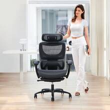 COLAMY Ergonomic Mesh Office Chair With Footrest Executive High Back Computer Desk Chair With Wide Headrest And Adjustable 3D Arms Backrest Height Tilt Lock And Lumbar Port Black - 5188ĐenCó Chỗ Để Chân - Xem 8