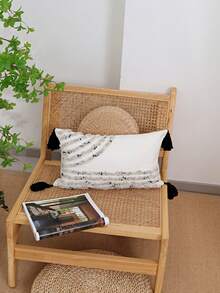 1 buc/2 buc față de pernă cu dungi gri și albe, material textil din pluș în stil nordic cu ciucuri, față de pernă decorativă pentru dormitor, living, exterior, potrivită pentru toate anotimpurile, 30 * 50 cm, 45 * 45 cm