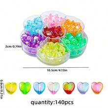 Un set de 140 piezas de cajas con flores de ciruelo en varios colores de cuentas dispersas de estrella de cinco puntas de color acrílico AB, utilizadas para hacer accesorios de joyería DIY para cadenas de teléfonos móviles