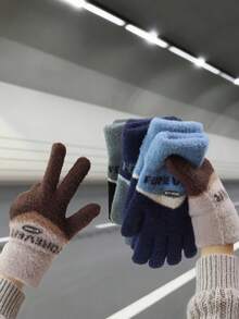 1 Par de Luvas de Inverno para Casais, Luvas Fofas e Isoladas para Tela de Toque para Homens e Mulheres, Quentes e à Prova de Vento para Ciclismo, Direção, Atividades ao Ar Livre, Luvas de Neve