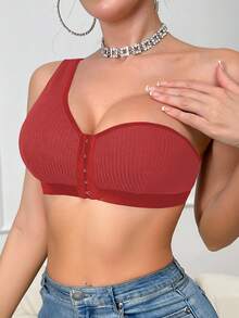 3 peças/Conjunto Sutiãs Sem Arame Coloridos Multicoloridos com Fechamento Frontal e Costas Tipo Regata para Sustentação e Elevação para Mulheres - Multicolorido - Visão 9