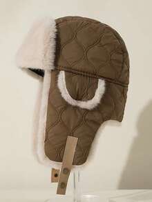 Soft Thick Women's Earflap Hat, Warm Windproof Cycling Cap, Fashion Versatile, Autumn/Winter