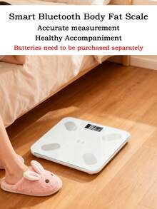 1pc Smart Body Fat Scale, Battery Powered, Bluetooth Connected, High Precision Body Composition Measurement, Fashionable Minimalist Design, Clear LCD Display, Auto On/Off, Non-Slip Base, Suitable For Home Fitness Tracking, Adult Fitness Enthusiasts, Health-Conscious Individuals, Ideal For Post-Workout Weight Management, Smart Home Fitness Equipment.