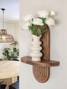 1 pieza Estantería de madera marrón simple, estantería de almacenamiento y organización de múltiples capas, adecuada para decoración de oficina, dormitorio, decoración de pared, exhibición de velas, decoración de pared vintage, fácil de instalar, estantería de decoración de pared minimalista para el hogar, ahorro de espacio - Granate - Ver 9