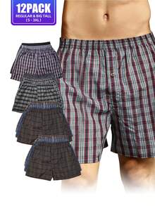 Men's Cotton Blend Boxer Shorts Random Mixed Color Pack Woven Relaxed Fit Boxers For Men Soft Breathable Mens High Quality Underwear With Button Fly Pouch Elastic Waist Comfortable Fabric Menswear - 隨機混合包 - 查看 1