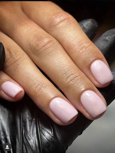 24pcs/Set Short Square Minimalist Light Pink Solid Color False Nails & Glue Press On Nails Nail Supplies