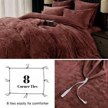 Queen Size 3pcs Ultra Soft Breathable Comforter Cover Set, Luxury Cozy Flannel Duvet Cover With Pillow Shams, 90" X 90", Dark Grey,  And  Bedding Collection - 勃根地紅/鐵鏽紅(無棉) - 查看 5