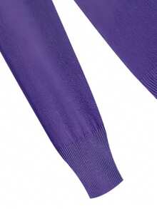 Pull tricoté pour femmes à encolure carrée, tricot côtelé décontracté, pull basique d'automne pour tous les jours - Violet - Voir 4