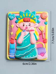 1 pieza Figura de niña con estilo de pintura linda de Van Gogh, imán de nevera de resina, pegatina magnética para decoración del hogar