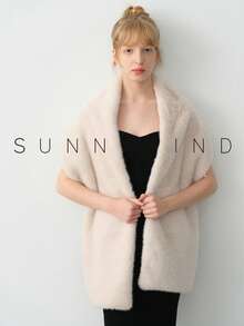 1pc Women's Solid Color Fashionable Fluffy Shawl, Suitable For Bridal Evenings And Everyday Wear In Autumn/Winter For Dress - Beige - View 9