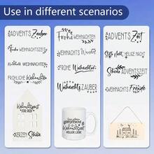 4pcs/Set German Christmas Quote UV DTF Transfer Stickers For Libbey Glasses - Festive Holiday Designs With "Merry Christmas" & "Frohe Weihnachten" Text, Easy To Apply, Perfect For Glassware, Bottles, And Crafts, Festive Glassware - Multicolor - View 4