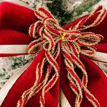Large Red Flocked Bow Decoration, Suitable For Holiday Party Decor