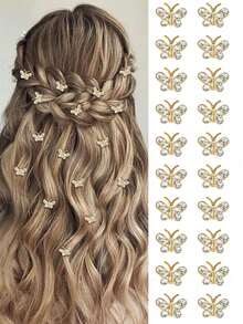 10pcs Mini Crystal Butterfly Hair Clips, Cute Silver Hair Clips Small Decorative Hair Clips, Wedding Hair Clips, Bridal Hair Accessories, Women Hair Accessories, Unique Butterfly Design, Suitable For Weddings, Parties And Other Occasions, Creative Gift, Holiday Hair Accessories