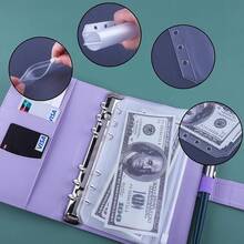 Antner A6 Budget Binder With Zipper Cash Envelopes Money Organizer & Budgeting, PU Leather Budget Planner Money Saving Binder With Cash Stuffing Envelopes & Labels Home Office Travel, Black2025 - Purple - View 2