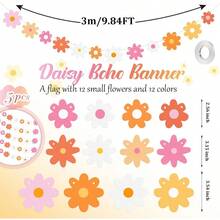 Henoyso 5 Pack Daisy Boho Party Decorations Daisy Banner Garland Groovy Hippie Flower Cutouts For Summer Wedding Birthday Shower Retro Party Favor Supplies Pastel Colors# DOUYYY