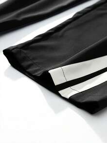 Quần thể thao sọc hai bên chắp vá cổ điển, quần ống đứng rộng rãi, thoải mái cho nam, phong cách tiện dụng, xuân/thu - màu đen - Xem 6