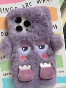 1pc New 3D Cartoon Plush Little Monster Autumn/Winter Vibe Phone Case, Compatible With IPhone 11 12 13 14 15 16 17 Pro Max, Full Body Protective Cover