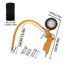 DINGQI 1个金属手柄轮胎压力表，经济型，带压力表和轮胎充气枪，量程0-220 PSI（16巴），数据精准，配有橡胶软管和快速连接插头/锁定气嘴，轮胎压力检测精度高，适用于汽车、卡车、自行车、摩托车。 - 彩色 - 查看 6