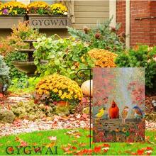 Fall Garden Flag 12x18 Inch Double Sided Outside Autumn Maple Leaves Cardinal Birds Thanksgiving Yard Flag Outdoor Seasonal Decoration# DOUYYY