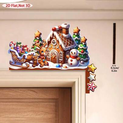 1 pezzo Decorazione natalizia in legno per angolo, cartello da parete in legno a tema uomo pan di zenzero e renna, adatto per interno/esterno, ideale per soggiorno, camera da letto, ufficio, regalo perfetto per le feste, accessorio stagionale, stampa piatta 2D