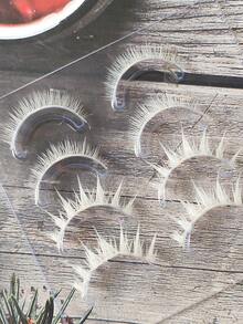 1盒4对白色睫毛，一体式夸张假睫毛，上下透明隐形Cosplay睫毛，适合动漫人物、洛丽塔、恶魔风格 - 尖尾漫畫款 - 查看 5