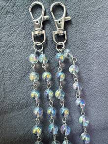 1 chiếc dây xích quần thời trang sáng bóng hai lớp, dây xích trang trí hạt thủy tinh óng ánh thủ công, phù hợp cho nam, nữ và trẻ em, quà tặng phụ kiện hàng ngày và lễ hội - Ảo tưởng trắng - Xem 3