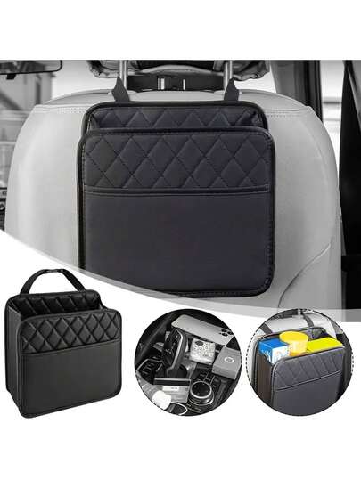 1pc PU Leather Car Seat Storage Bag - Spacious, Durable, Easy To Clean Multi-Compartment Design, Ergonomic, Fits All Car Models - Organize Essentials, Protect Seats, Keep Car Interior Tidy