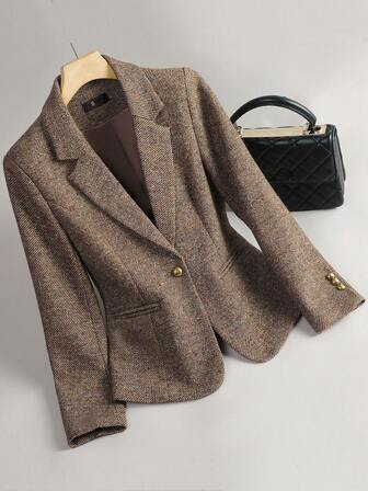 Premium Wool Blend Blazer Jacket For Women, Casual Elegant Lady Suit, Thick Design, Autumn/Winter 2025 New Arrival