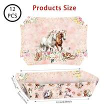 12/26 Pink Western Cowboy Party Decoration Birthday Paper Food Tray Snack Boat Pink Western Cowboy Party Bowl Disposable Food Tray Decoration Items (Pink)