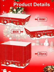 20 حزمة صواني وجبات خفيفة عيد الميلاد، أطباق ورقية احتفالية لحفلات المناسبات العطلات، صواني طعام ورقية بشكل قارب لحفلات الزفاف وعيد الميلاد، أدوات مائدة لحفلات عيد الميلاد، ديكور المطبخ المنزلي لعيد الهالوين وحفلات عيد الميلاد - متعدد الألوان - مشاهدة 5