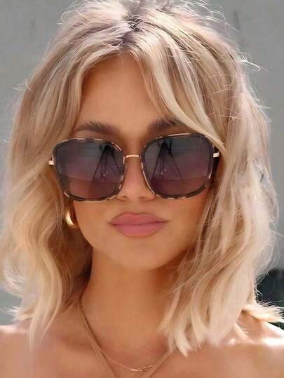 1pc Square Leopard Gyaru Style Exquisite Popular Design Casual Women Fashion Eyeglasses For Driving Camping Fishing Street Snap Tropical Beach Vacay Birthday Party Summer Travel Essentials Fashion Accessories Suitable For All Face Shapes