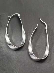 1 对简约优雅不对称椭圆形耳环 - 不锈钢柱合金材质，适合日常佩戴和母亲节/婚礼派对礼物，独特的个性化时尚耳环