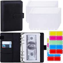 Antner A6 Budget Binder With Zipper Cash Envelopes Money Organizer & Budgeting, PU Leather Budget Planner Money Saving Binder With Cash Stuffing Envelopes & Labels Home Office Travel, Black2025 - Purple - View 8