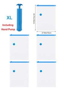 5 buc Sac de vidat convenabil, cu 1 pompă de aspirație, pentru organizator de casă, pilote, haine, îmbrăcăminte, pilote, pături, lenjerie de pat, Set de saci de depozitare în vid, Saci sigilați în vid, Sac de depozitare în vid, Sac de depozitare în vid, Saci de aer impermeabili prin compresie, economisind spațiu pentru călătorii, Organizatori de ambalare acasă