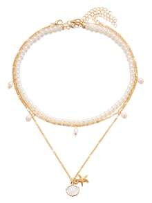 1pc Multi-Layer Minimalist Faux Pearl Necklace, Suitable For Women's Daily And Holiday Wear