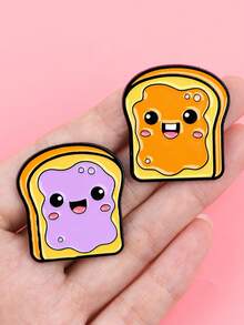 2Pcs Cute Cartoon Bread Enamel Pins Food Brooches Badge Lapel Pin For Backpack Clothes Accessories Fashion Jewelry Birthday Gifts