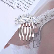 Vintage Rhinestone Hair Comb Barrette Gold Crystal Leaf Hair Clip Comb Cz Hair Barrette Headpieces Shine Wedding Comb Decorative Headwear Hair Accessories For Women Silver#SSDD B BJNHMJ